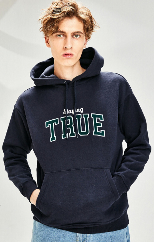 Men French Terry Fleece Hooded Pullover