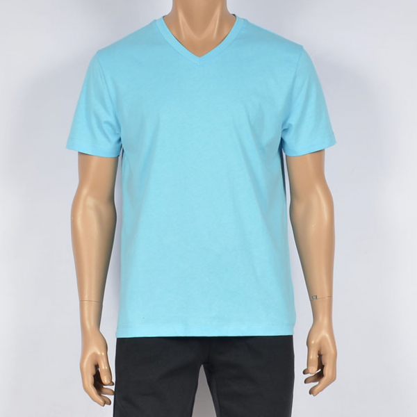 Men Cotton V-neck Short Sleeve Tee