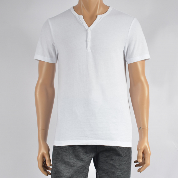 Men Cotton Hanley-neck Short Sleeve Tee