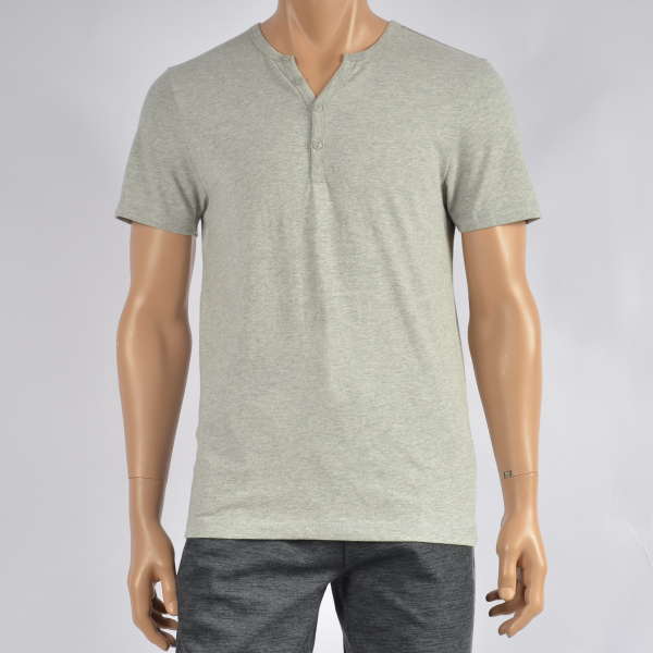 Men Cotton Hanley-neck Short Sleeve Tee