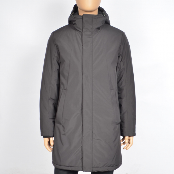 Men Polyester Zip Quilt Parka Jacket