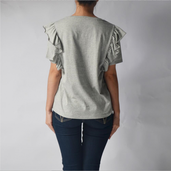 Women Round-neck Short Sleeve Raffle Top