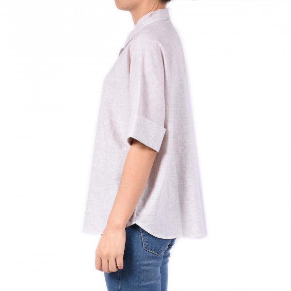 Women Cotton Linen Short Sleeve Shirts