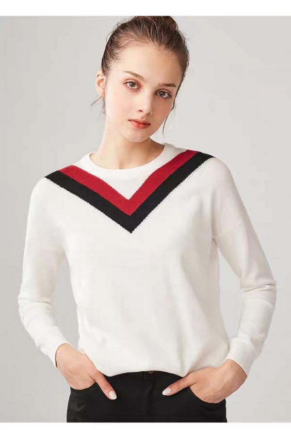Women Crew-neck Long Sleeve Pullover