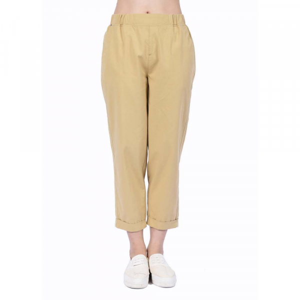 Women Cotton Twill Elastic Wasit Audrey Pants