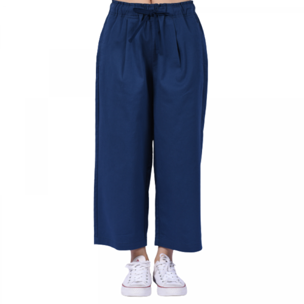 Women Cotton Twill Elastic Waist Culottes