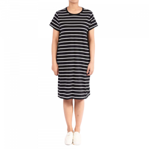 Women Cotton Crew-neck Short Sleeve Dress